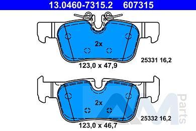 Задние тормозные колодки ATE (13.0460-7315.2) на BMW X2 (F39) 18d/18dX