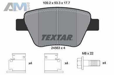 Комплект тормозных колодок 2456301 (TEXTAR) для автомобилей VAG аналог 2K5698451Заказать комплект тормозных колодок 2456301 производства TEXTAR для Фольксваген/Ауди/Шкода по специальной цене