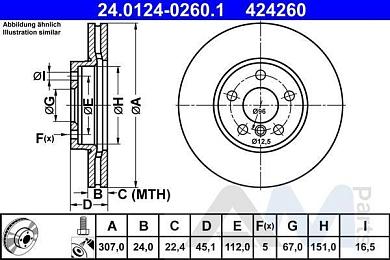 Передние тормозные диски ATE (24.0124-0260.1) на BMW X1 F48 18i
