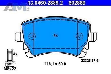 задние тормозные колодки 13046028892 (ATE) для автомобилей VAGОформить заказ на задние тормозные колодки 13046028892 производства ATE для Фольксваген/Ауди/Шкода по специальной цене