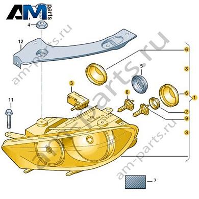 Двойная галогенная фара правая Volkswagen Scirocco 2015-2018 1K8941006NКупить двойную галогенную фару правую 1K8941006N для Фольксваген Сирокко 2015-2018- акция