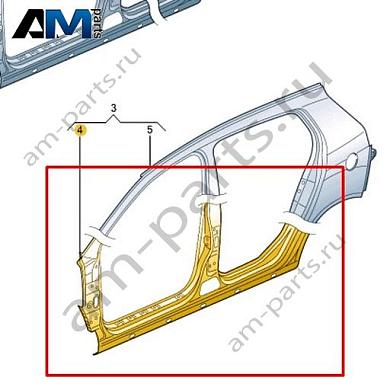 Отрезная деталь - порог VAG 1K4809847Купить отрезную деталь- порог 1K4809847 Фольксваген/Ауди/Шкода- выгодные цены