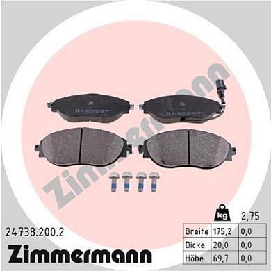 Комплект передних тормозных колодок ZIMMERMANN 24738.200.2 на Audi Q3 (F3)
