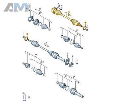 Приводной вал со ШРУСами левый 5-МКП 7LA407271B  Volkswagen Multivan T6 (2019-2023)