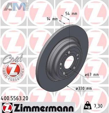 Задние тормозные диски (400.5563.20) Zimmermann для Mercedes GLE V167 300d