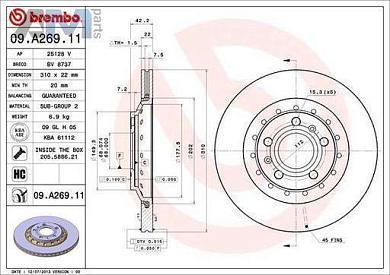 задние тормозные диски 355х22 09A26911 (BREMBO) для автомобилей VAGЗаказать задние тормозные диски 355х22 09A26911 производства BREМерседесO для Фольксваген/Ауди/Шкода по специальной цене