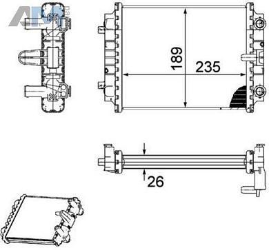 Дополнительный радиатор левый (CR913000P) MAHLE для Audi A8 (D4) 2010-2017 3.0FSI