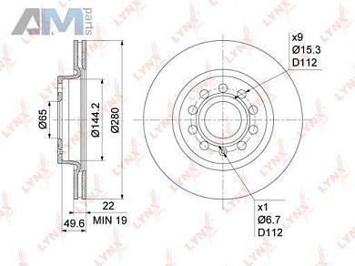 Диск тормозной передний LYNX для Mk3 (2013-2016) BN-1200