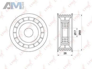 Ролик натяжного механизма LYNX для Audi Q7 (4L) 2007-2015 3.6TFSI (350 л.с.) PB-5238