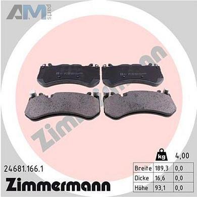 Передние тормозные колодки (24681.166.1) Zimmermann на Mercedes E-Class W213 E63 AMG