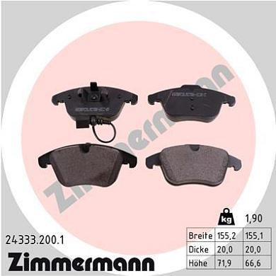 Комплект передних тормозных колодок ZIMMERMANN 24333.200.1 на Audi Q3 (8U)