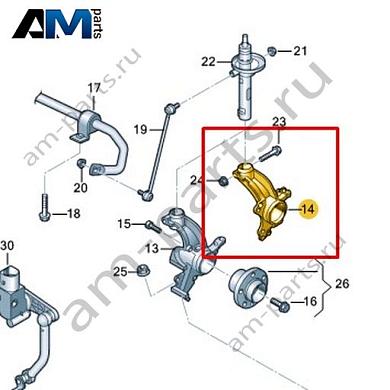Поворотный кулак VAG 1K0407256ACКупить поворотный кулак 1K0407256AC для Фольксваген/Ауди/Шкода- бесплатная доставка