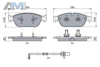 Передние тормозные колодки BOSCH 0986494987 для Audi A6 (С7) 2011-2018