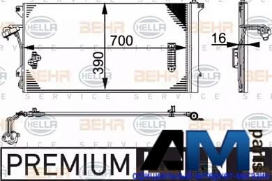 Радиатор кондиционера Фольксваген Туарег 3.0 TDI (225/240 л.с.) 8FC351317461 Behr-hella