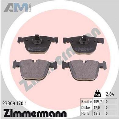 Задние тормозные колодки (23309.170.1) ZIMMERMANN для BMW 5 Серии (E60) 530d/530i