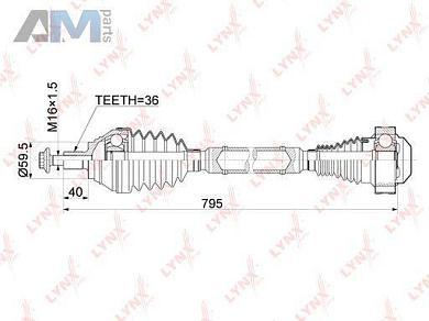 Привод в сборе правая LYNX для Passat B8 (2014-2019) CD-1139