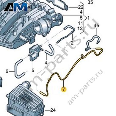 Соединительный шланг VAG 06K133241AAКупить соединительный шланг 06K133241AA Фольксваген/Ауди/Шкода- выгодные цены