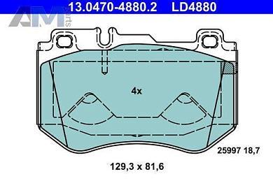 Керамические передние колодки (13.0470-4880.2) ATE на Mercedes C-Class W205 C160-200/С220d