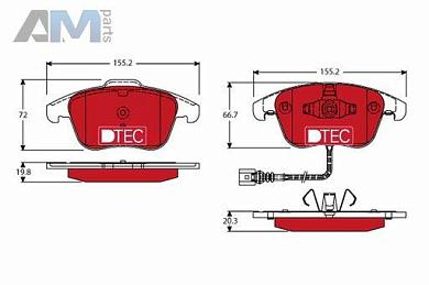 Передние керамические тормозные колодки TRW GDB1762DTE для Volkswagen Tiguan I (2007-2011)