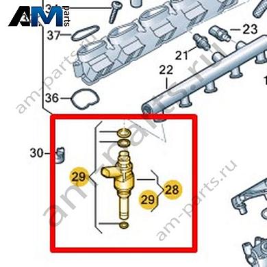 Топливная форсунка VAG 07L906036GКупить топливную форсунку 07L906036G для Фольксваген/Ауди/Шкода- акция