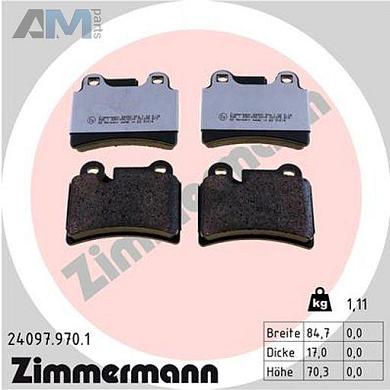 Задние керамические тормозные колодки ZIMMERMANN 24097.970.1 для Volkswagen Touareg I (2003-2010)