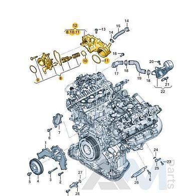 Корпус термостата 059121111DK Audi Q8 2019-2026 3.0TDI (50TDI) 286 л.с.