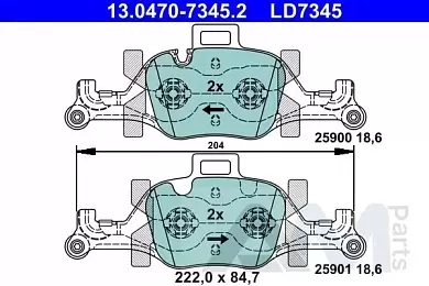 Керамические передние колодки (13.0470-7345.2) ATE на BMW 7 Серии (G11) 730i/d/dX