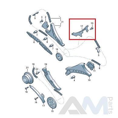 Планка успокоителя левой цепи верхняя для Volkswagen Touareg III (2018-2023) 3.0TFSI 06M109513G