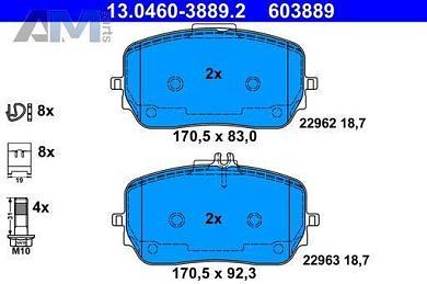 Передние тормозные колодки (13.0460-3889.2) ATE для Mercedes GLE V167 300d