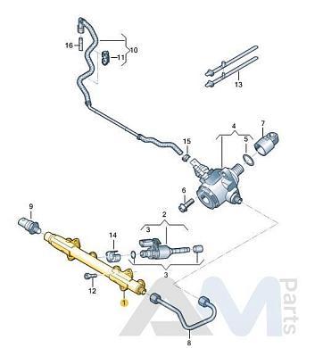 Распределитель топлива 05E133320B Volkswagen Taos (2020-2023) 1.4TSI