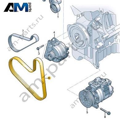 Поликлиновый ремень VAG 04E145933AGКупить поликлиновый ремень 04E145933AG Фольксваген/Ауди/Шкода- минимальная цена