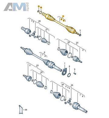 Приводной вал со ШРУСами левый 6-МКП 7LA407271C  Volkswagen Multivan T6 (2019-2023)
