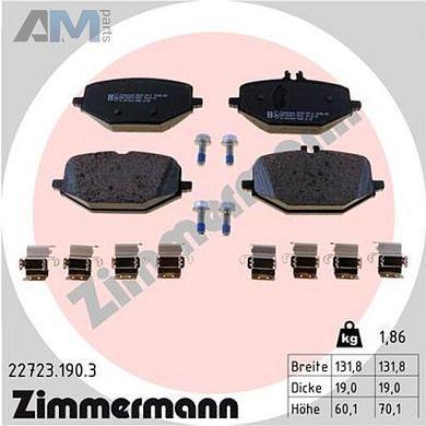 Задние тормозные колодки (22723.190.3) Zimmermann для Mercedes GLE V167 350d