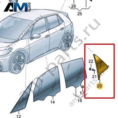 Стекло боковое (неподвижное) правое Volkswagen id3 2020-2024 10A845214FКупить стекло боковое (неподвижное) правое 10A845214F Фольксваген id3 2020-2024- выгодные цены
