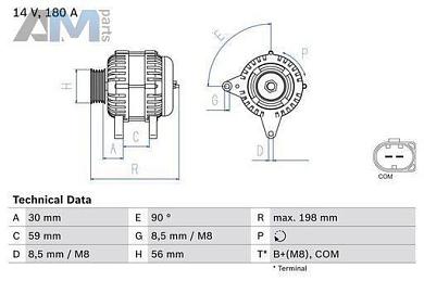 Генератор (0986081930) BOSCH Audi A4 (B8) 2012-2014