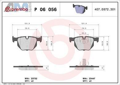 Задние тормозные колодки (P06056) Brembo на BMW X5 (F15) 30d