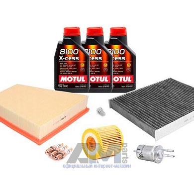 Набор для ТО-4 Skoda Rapid 1.2 MPI с угольным фильтром и маслом Motul 5W40
