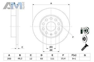 Задние тормозные диски BOSCH 0986479155  Volkswagen Jetta V (2005-2010)