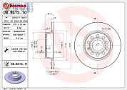 Задние тормозные диски BREMBO 08.B413.11 для Volkswagen Jetta VS5