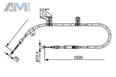 Трос ручного тормоза (1987477803) BOSCH для Volkswagen Passat B5 (1997-2005)