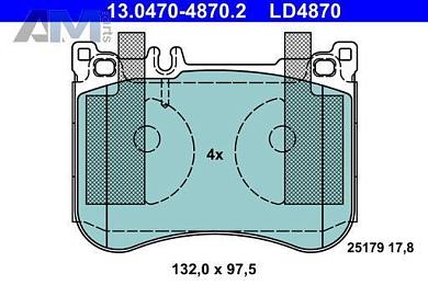 Керамические передние тормозные колодки 13.0470-4870.2 ATE для Мерседес S-350 BlueTEC