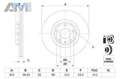 Передние тормозные диски BOSCH 0986479057 на Audi A6 (С5) 1997-2004