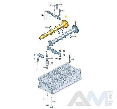 Распредвал выпускной 1-3 цил. 059109008DR Audi Q8 2019-2026 3.0TDI (50TDI) 286 л.с.