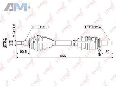 Привод в сборе передний левый LYNX для Mercedes ML 2005-2011 (W164) CD-1080