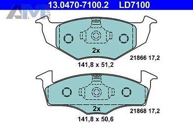 Передние керамические тормозные колодки ATE 13.0470-7100.2 для Skoda Mk2 (2007-2014)