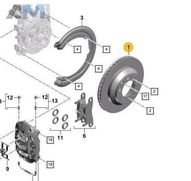 Задние тормозные диски 9Y0615601B для Porsche Cayenne (2017-2024) Диски 19 дюймов