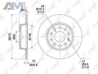 Задние тормозные диски LYNX BN-1235 для Volkswagen Jetta VS5