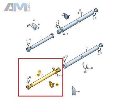 Вал привода задней оси передний (1050 мм) 7LA521101E  Volkswagen Multivan T6 (2019-2023)