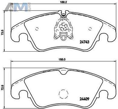 Передние керамические тормозные колодки BREMBO P85098X для Audi A4 (B8) 2008-2012