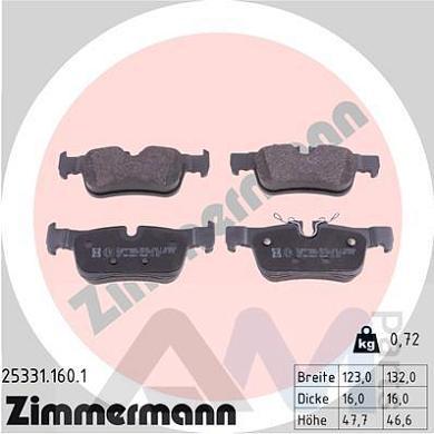 Задние тормозные колодки ZIMMERMANN (25331.160.1)  BMW X1 F48 18i